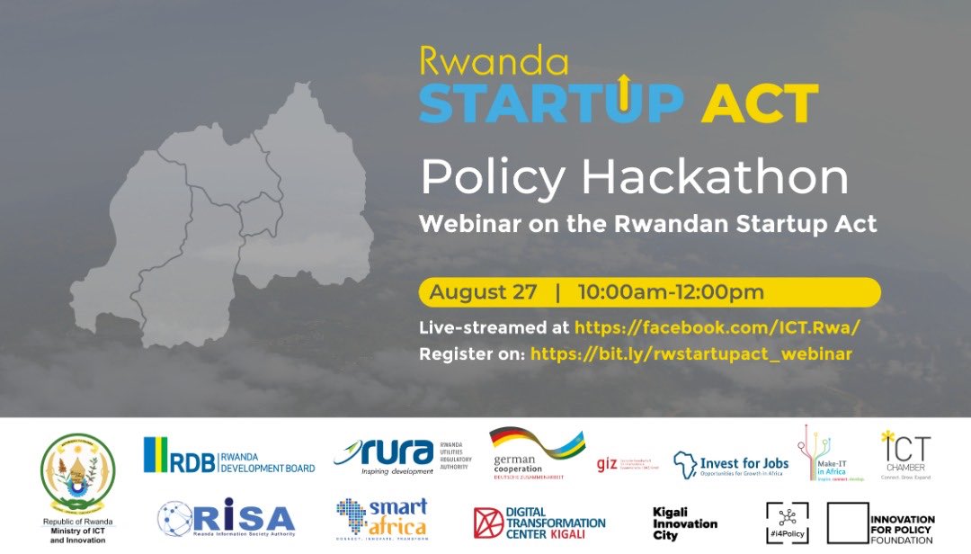 rwandainsa's tweet photo. Join @RwandaICT this coming Thursday for a discussion on co-creating the Rwanda Startup Act. #InvestInRwanda @RDBrwanda https://t.co/rDxPcFs2Vq