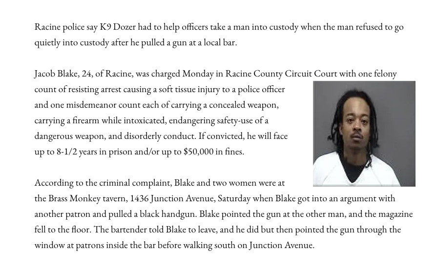 MrAndyNgo's tweet photo. Jacob Blake, the man shot by police in Kenosha, Wisc., has a history of assaulting police. He also has past charges for domestic abuse &amp; a sex crime. There's a warrent for his arrest. BLM rioters are currently destroying the city to avenge the shooting. https://t.co/BErLeJdPwj https://t.co/JhHcbis5kf