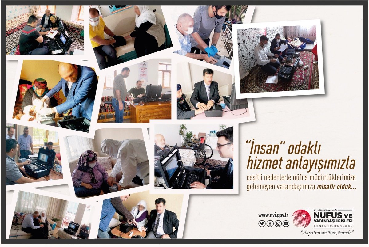 Nüfus müdürlüklerimize gelemeyeceğini belgelendiren vatandaşlarımıza Adreste Nüfus Hizmetimiz ile adreslerine gidip T.C. Kimlik Kartı hizmeti sunuyoruz.
#HayatınızınHerAnında 
#AdresteNüfusHizmeti