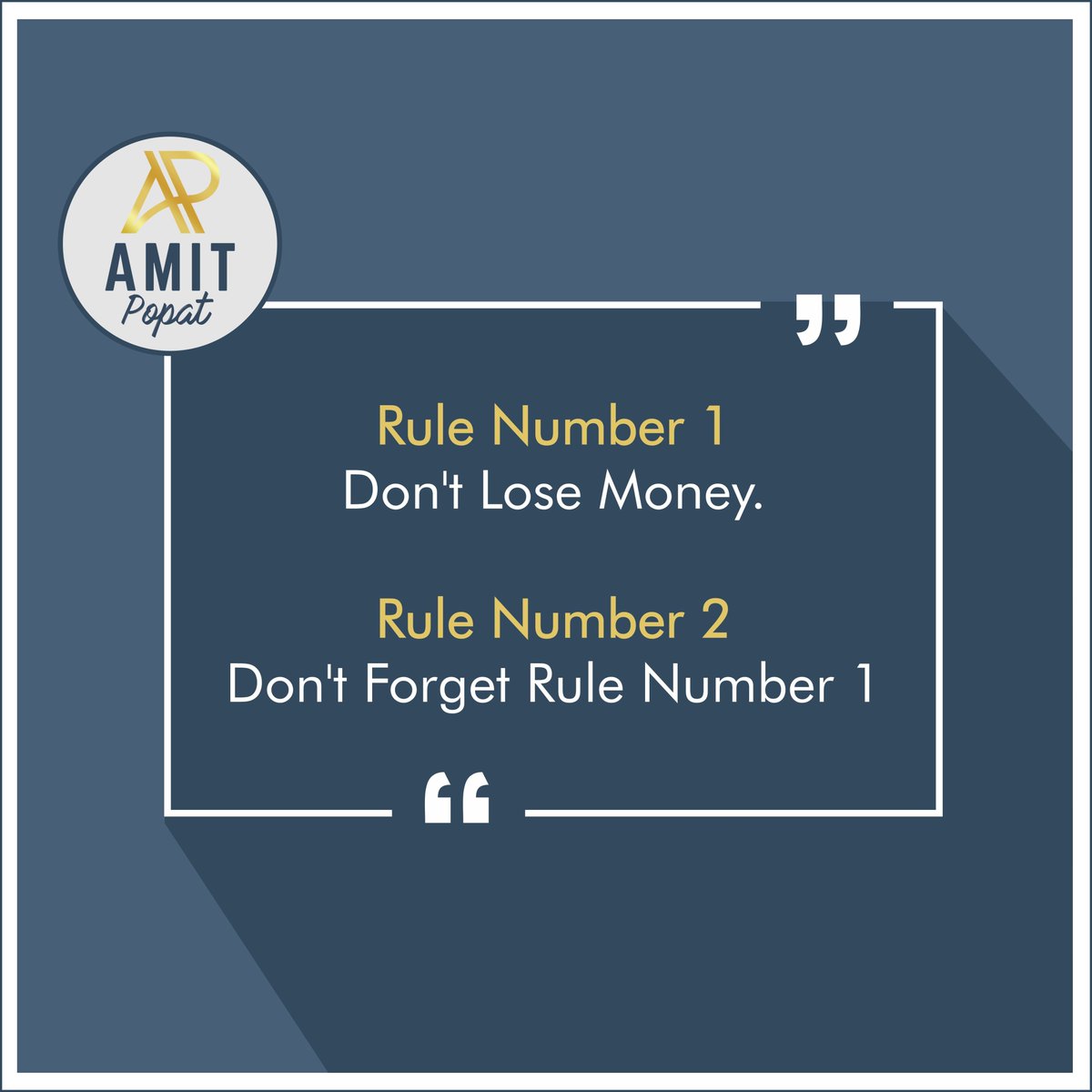 Rule number one:
Don't lose money.

Rule number two:
Don't forget rule number one.

#MondayMotivation #TradingForAll #InvestmentForAll