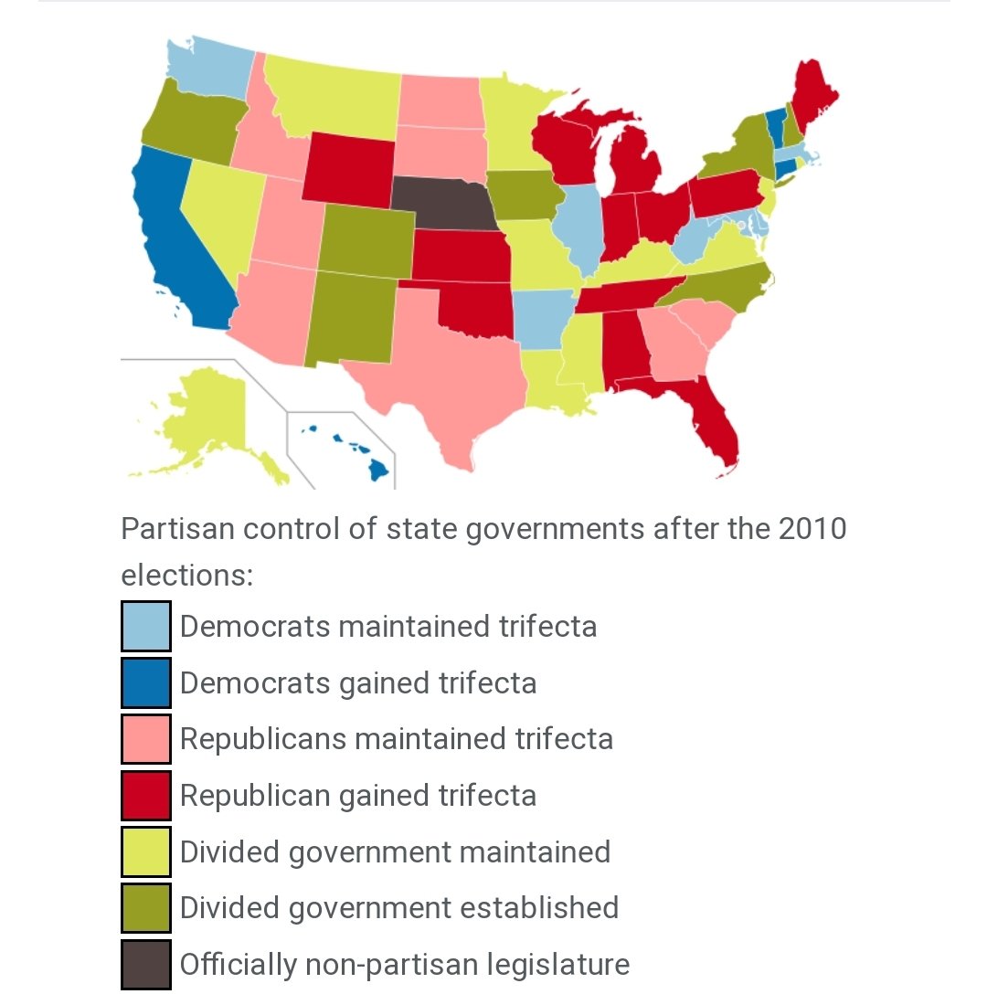 was catastrophic because it happened in a Census year. Republicans had a plan to use redistricting to sink the roots of their power deep into the states they won. The states in dark red were all won by Trump, and essential to his Electoral College victory, not coincidentally. 3/