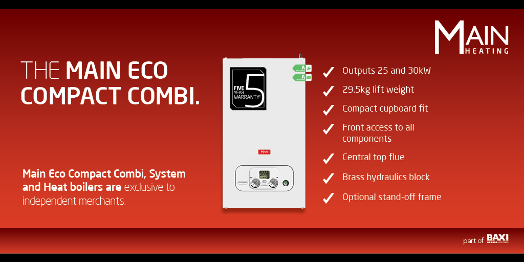 Baxi Combi Boiler Main Eco Elite E1 Eco Compact Combi 25 Main Eco - Main Image