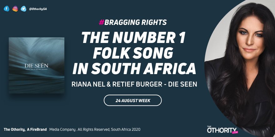 THIS WEEK: The number 1 Folk song in South Africa is  #DieSeen by <a href="/ririnel/">RIANA NEL</a> feat. <a href="/RetiefBurger/">Retief Burger</a>. 

Full Chart: theothority.com/folk-10

#BraggingRights