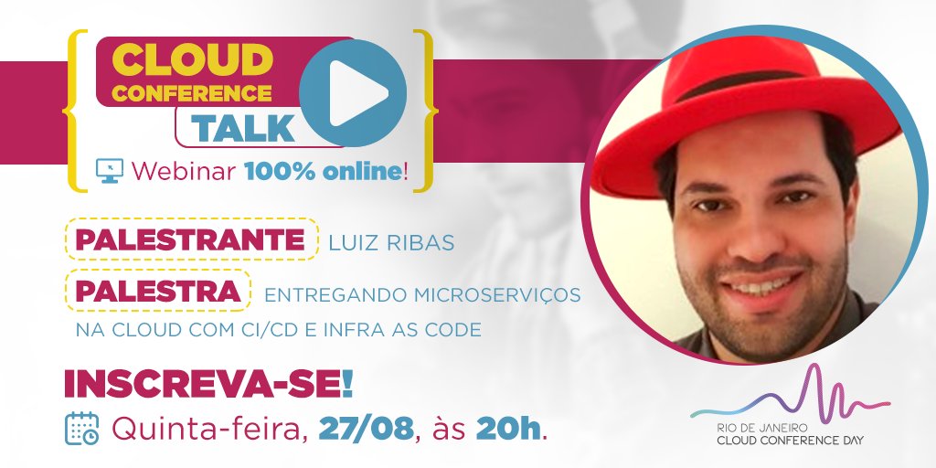 cloudconfday's tweet image. Nesta Quinta-Feira, você não pode perder o grande @lhs_ribas falando sobre como entregar microsserviços na Cloud com CI/CD e Infra as Code. 
Entre e se inscreva no nosso canal!
talks.cloudconferenceday.rio
