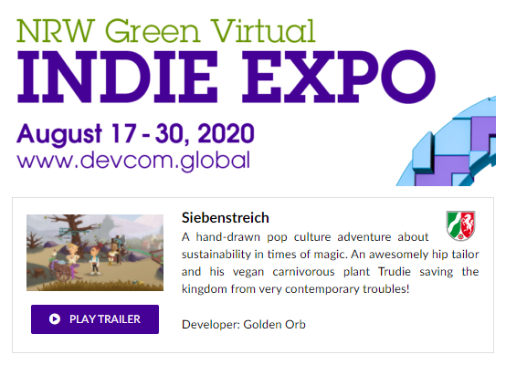 Still showcasing @Devcom_conf this week! Visit us at #NRW GREEN Virtual @IndieGameExpo! #games #indiegames