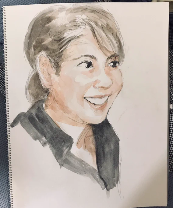 水彩の練習で妻を描きました☺️ 