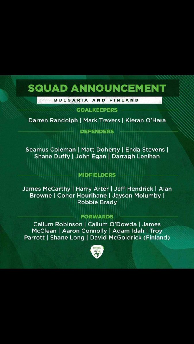 UpPosting's tweet image. Ireland squad for the Bulgaria and Finland games #Coybig, obafemi 👀👀