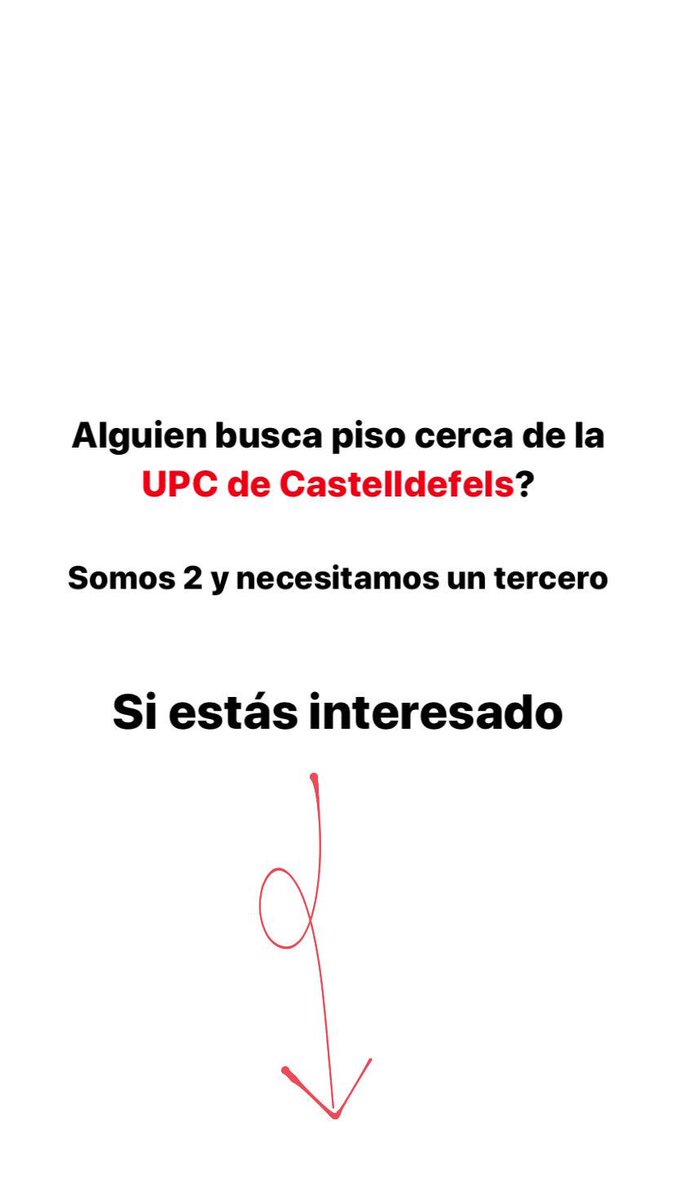 ferranloppez's tweet photo. Nos falta una persona para piso de estudiantes en Castelldefels, cerca de la UPC. Difusion.
#buscopiso #castelldefels #upc #selectivitad2020 https://t.co/5picyN6CaC