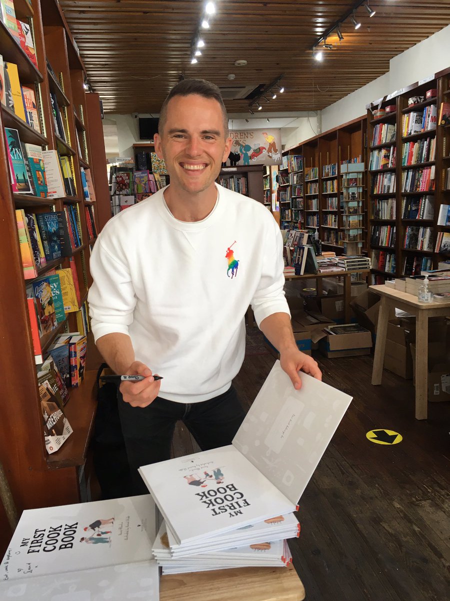 WELBooks's tweet photo. Stuff you should know about #GBBO winner @nomadbakerdavid: 1 he’s got a gorgeous new kids’ book #MyFirstCookBook out & he just popped in to sign copies 2 he’s very well read 3 as well as being award winning cook, he is a totally good egg 4 he knows his fiction too. We ❤️ him https://t.co/jsAG6dxDRR