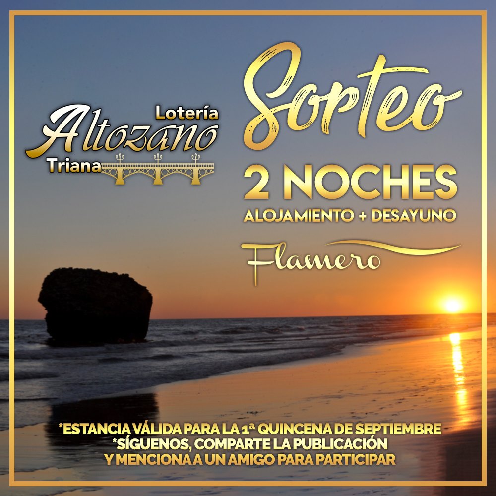 ¡Estamos de #SORTEO junto a Loteria Altozano! 

Consigue 2 NOCHES GRATIS participando en los perfiles de nuestros amigos, que además de repartir suerte, reparten una estancia espectacular con vistas al mar 🍀🌅