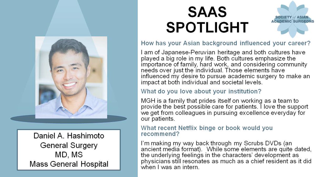 Dan Hashimoto, MD is a chief resident @MGHSurgery and will be pursuing his MIS fellowship @SurgeryUH next year. Scrubs will always be a classic!