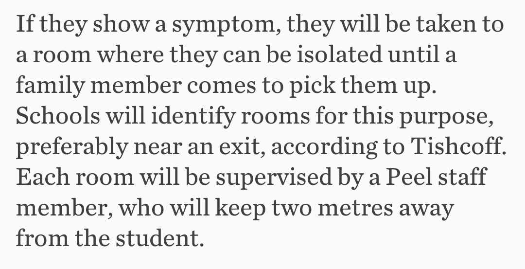 8. I'm cheating here, but I've got to rewind again. Read the quote. Now imagine the reality. A child is terrified & crying bc they have been brought to the COVID iso room. Do you really believe a school worker will stay a perfect 6ft away? Would you actually want them to do so???