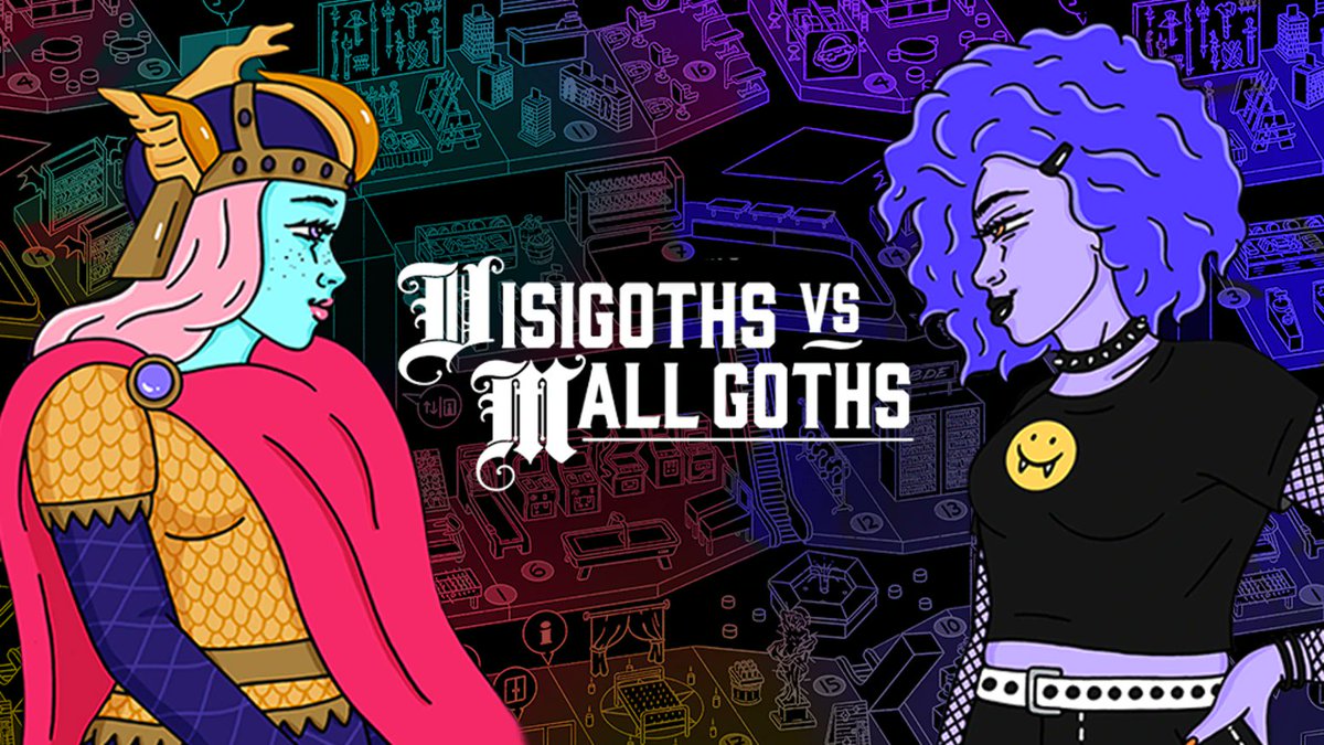 Visigoths vs Mall Goths by  @oh_theogony is a intentionally inclusive and fun dating sim. There are also a lot of bisexuals.