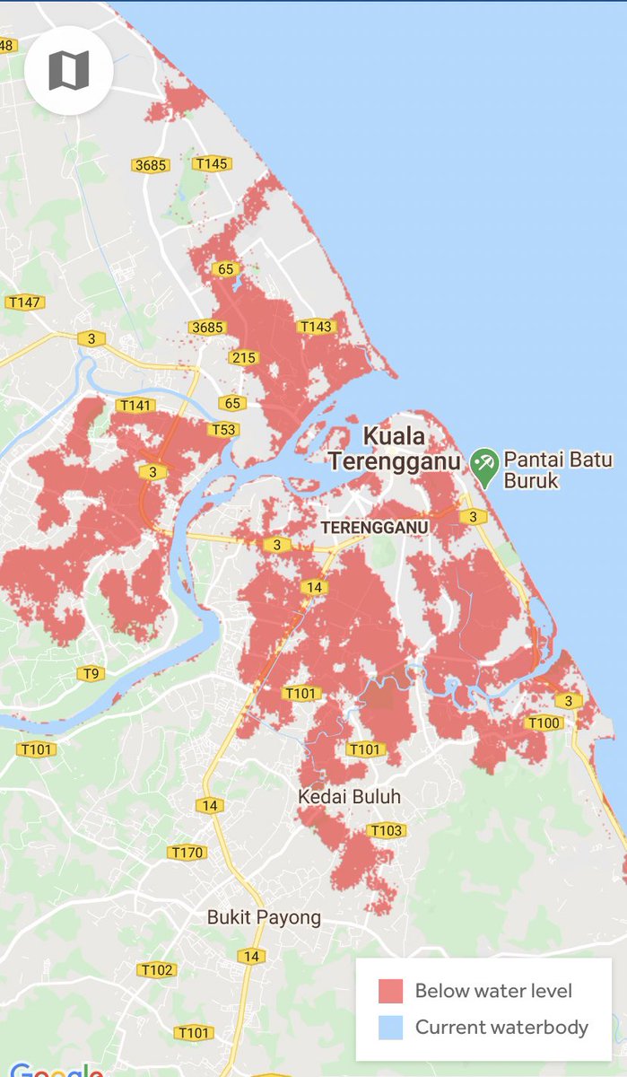 Untung betul orang Terengganu dapat negeri cantik. Tapi tahukah anda sebahagian Terengganu juga bakal tenggelam pada tahun 2050?