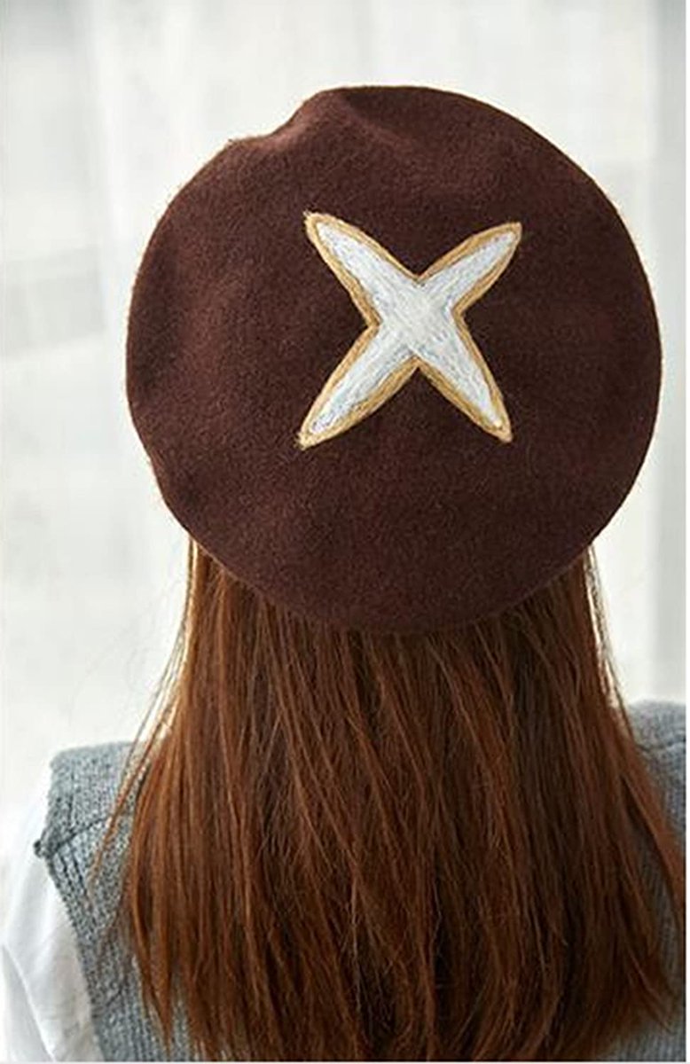 1girl solo from behind hat brown hair long hair star (symbol)  illustration images