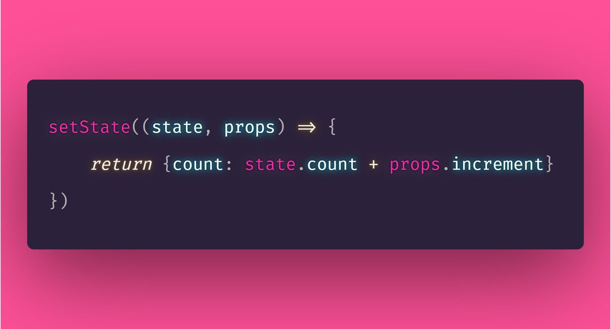BarelyDaniel's tweet photo. Don't rely on props and state for calculating your next state since they could be updated asynchronously. It will not scale well. 😑

Instead pass a function to setState() 🤩

#javascript #react #reactjs #reactnative https://t.co/pIcJbPtzTK