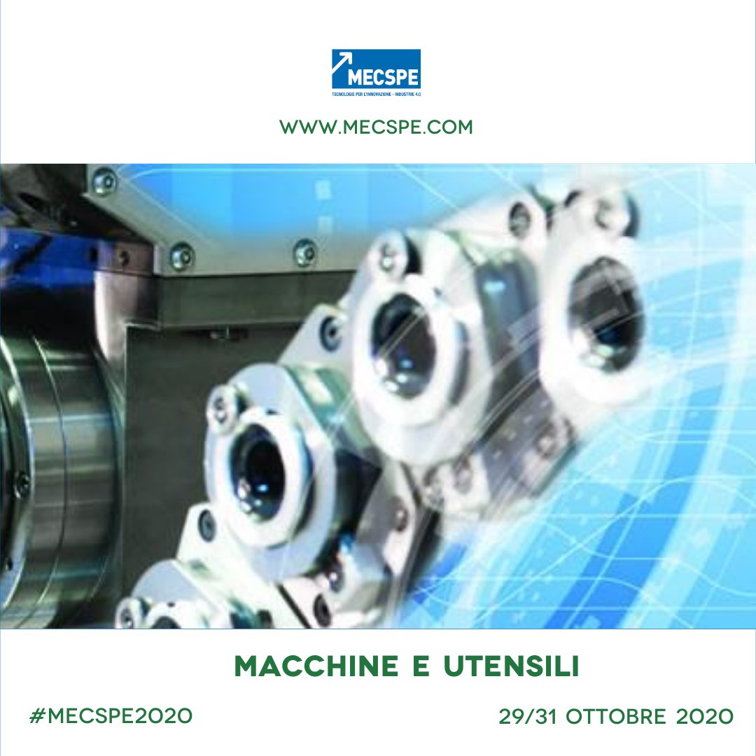 #MECSPE #MECSPE2020 | 💥Macchine e Utensili

➡ Con MECSPE 2020 torna il Salone Macchine e Utensili dedicato alla filiera delle lavorazioni meccaniche ad asportazione di truciolo.

📌DIVENTA ESPOSITORE MECSPE Parma, contattaci: mecspe.com/it/diventa-esp…
