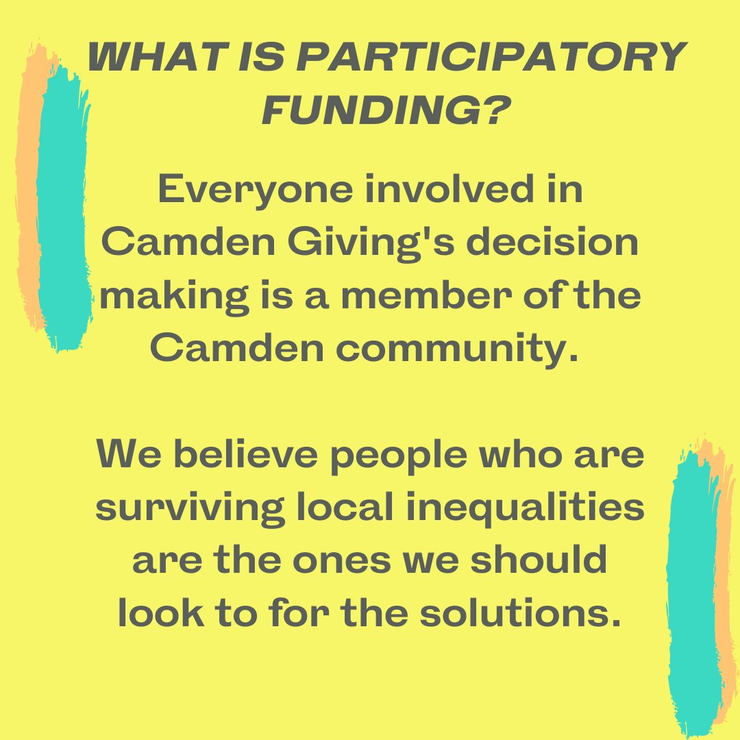 camden_giving's tweet photo. Did you know we're a participatory funder? That means our funding decisions are made by Camden residents, who we train &amp; pay LLW.

We engage people who are struggling to have their voices heard &amp; who have experienced the harsher side of Camden. #ParticipatoryGrantGiving #Camden https://t.co/NSw9BlMqcS