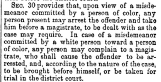 But, of course these are just enslaved Africans.After the Civil War, things got better, right?Let’s look at how the federal govt summarized Georgia and Mississippi’s new “Freedmen’s laws”