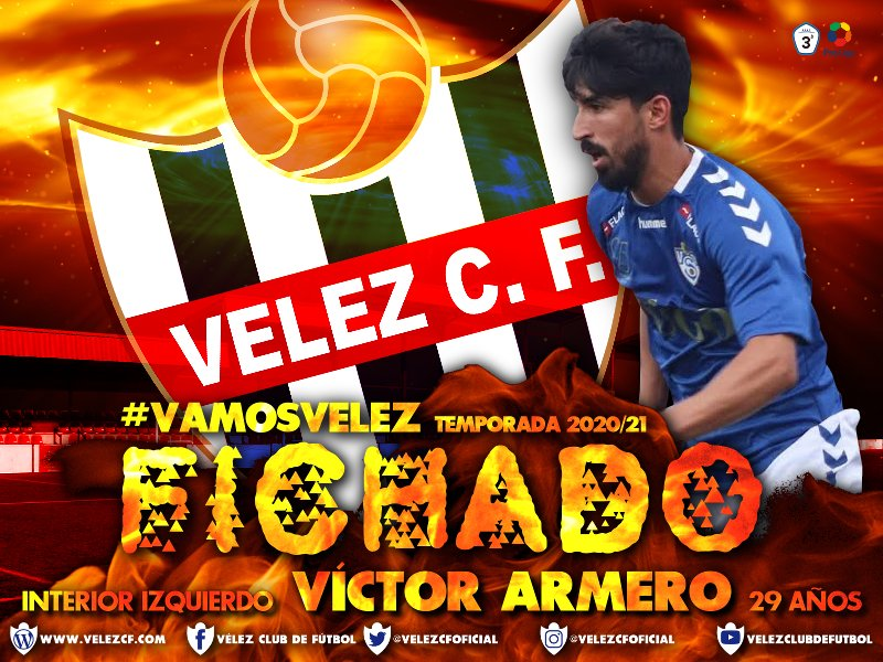 Víctor Armero (<a href="/Armero21/">Victor Armero</a>) nuevo fichaje del <a href="/VELEZCFoficial/">Vélez Club de Fútbol</a>.

El interior izquierdo de 29 años llega procedente del <a href="/YugoUDS/">Yugo UD Socuéllamos</a>