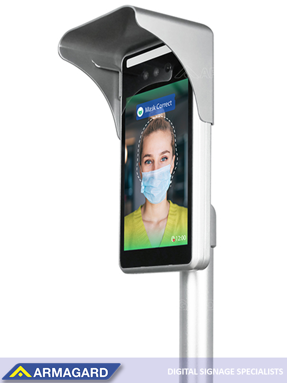 The body temperature kiosk helps reduce the spread of illness. A quick scan of the user’s face identifies if they have a high temperature and whether they’re wearing a mask. Protect staff and customers. Learn more:bit.ly/341Oyg2
 
#temperaturescanner #coronavirus #covid