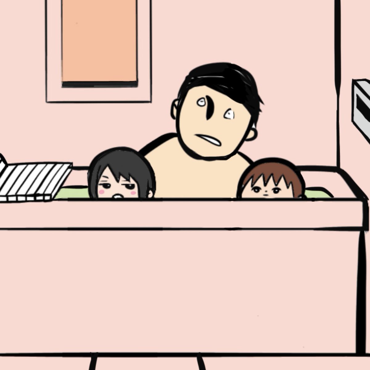 4コマ漫画「お風呂」
いいね、RTありがとうございます🥺

休まらない子供たちとのお風呂♨️
これもあと数年と思うとなんやかんや寂しいものです。 https://t.co/63pWBDGDzK 