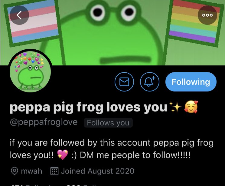 omg peppa pig frog loves me🥺 this is the highlight of my night, thank u💖 @peppafroglove