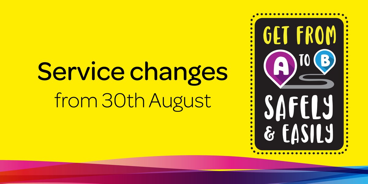 Service changes from Sunday 30th August 🚌

There will be some changes to the network to ensure you can continue to get from A to B safely and easily! 

View timetables and full information on our website:  yellowbuses.co.uk/august-service…