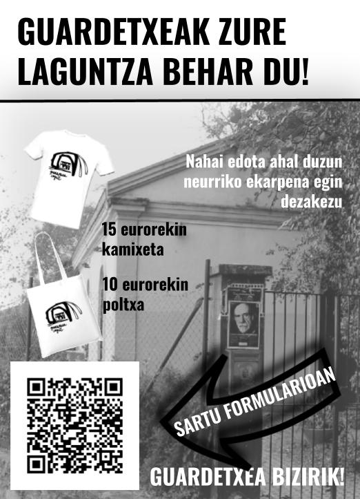 Zuen laguntza behar dugu!
Iaztik etxeak dituen zorrak kitatzeko, Guardetxeko kamixetak eta poltsoak daude salgai, edo nahi/ahal duzun ekarpena egin daiteke hementxe 👇
forms.gle/5zosK7Ps367Jza…
(Irailaren 29 arte)
Edozein ekarpen edota zabaltzea eskertuko dugu!
#guardetxeabizirik