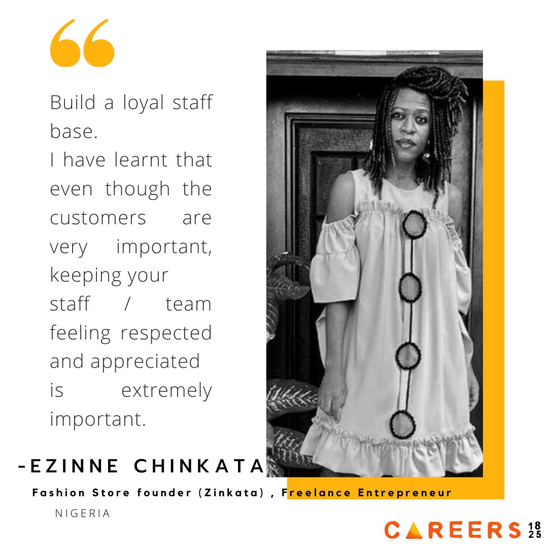 Careers_1825's tweet photo. Caption 
MEET EZINNE 
.
 Our Careers 1825 Role model, Ezinne Chinkata, is the Founder and Business Director of Zinkata. To find out more about Ezinne or contact her visit our website (link in bio) #career #careers1825 #nigeria #fashion #creative #creativeindustry #entrepreneur https://t.co/LsVG8a45Jx