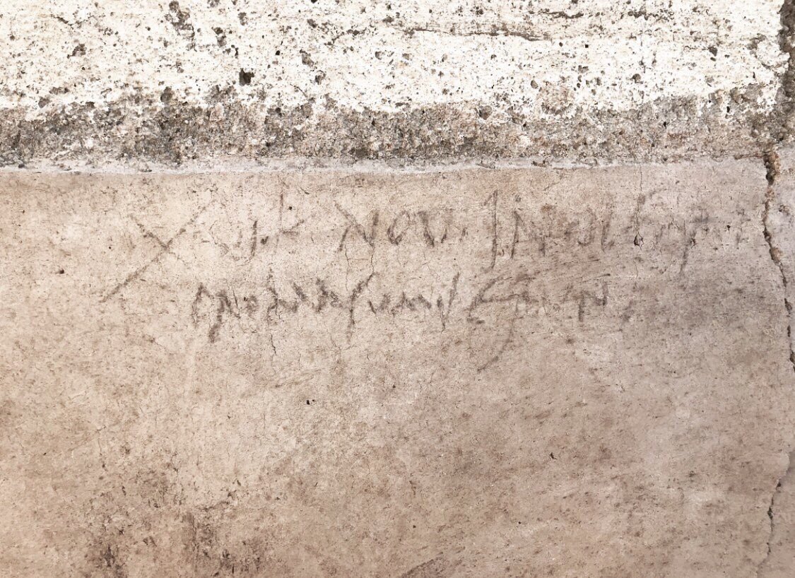 A charcoal inscription uncovered in  #Pompeii contains the date ‘XVI K Nov’—16 days before the Kalends of Nov—equating to 17th Oct. Though no year is mentioned, the impermanence of charcoal suggests this could have been written close to the time of eruption.Image: @MassimoOsanna