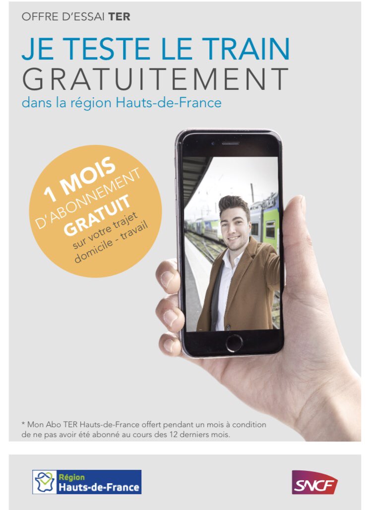 pole_grand's tweet photo. Vous êtes salariés, vous résidez et travaillez dans la région Hauts-de-France,
L’offre « Testez le train » vous permet de voyager en TER pendant un mois gratuitement et sans engagement pour vos déplacements domicile travail,
 
N’hésitez pas, testez ! https://t.co/WfxbCPbEuY