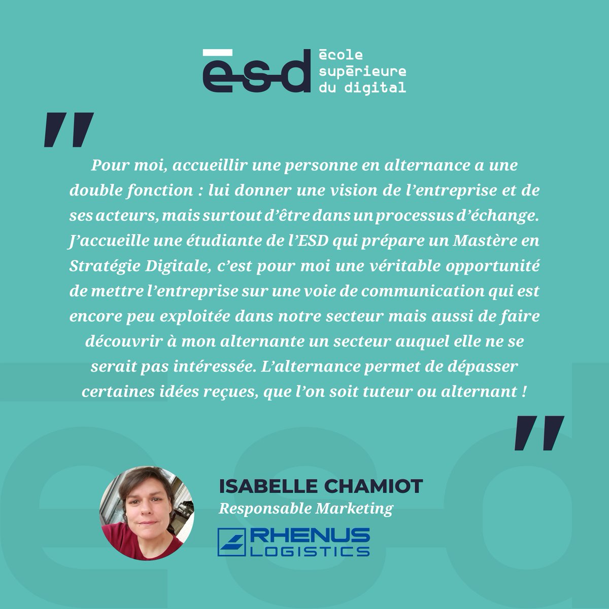 📲 ESD | École Supérieure du Digital (@esd_fr) on Twitter photo 🤝 Nos entreprises partenaires nous livrent leurs témoignages de leurs aventures avec nos ESDiens alternants, ici celui de <a href="/rhenusfrance/">Rhenus Logistics France</a> !
➕ Vous êtes une entreprise et vous souhaitez recruter ? RDV ici : swll.to/Upbfs
#ESD #CréerCoderDévelopper 🤝 Nos entreprises partenaires nous livrent leurs témoignages de leurs aventures avec nos ESDiens alternants, ici celui de <a href="/rhenusfrance/">Rhenus Logistics France</a> !
➕ Vous êtes une entreprise et vous souhaitez recruter ? RDV ici : swll.to/Upbfs
#ESD #CréerCoderDévelopper