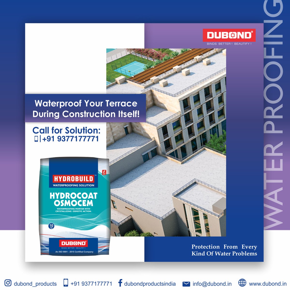 It's raining, Protect your building from dampness / water leakage, DUBOND's Terrace water proofing is the leader in commercial roofing and waterproofing systems for more details go through our website: dubond.in  #Construction #waterproofing #TERRACEHOUSE