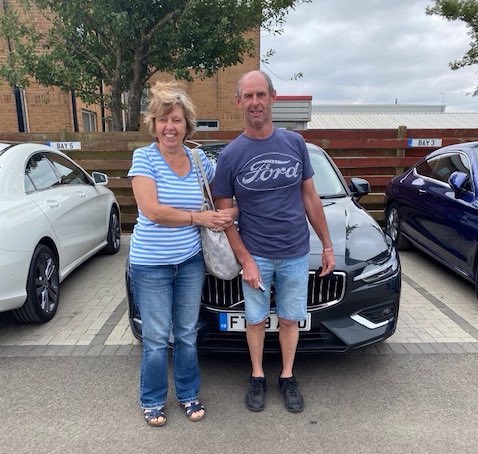 MarshallVolvo's tweet photo. Mr &amp; Mrs Barnett collecting their new S60 from Gary @MarshallVolvo #Grantham. 

Mr B also needs a new Volvo t-shirt now! 😉 #marshallmoments https://t.co/RBehiNoxYP