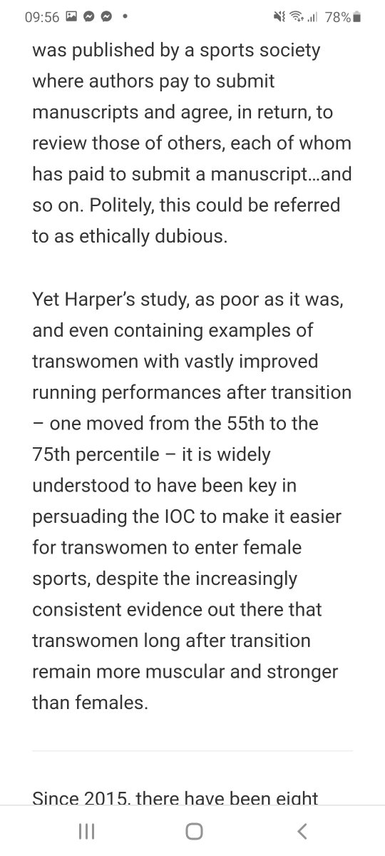 The main evidence was a paper by Joanne Harper, a transwomen, who studied 8 sub elite runners, in what's been described as a laughably flawed study. 11/