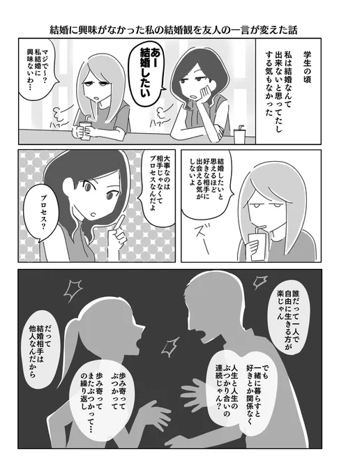 結婚に興味がなかった私の結婚観を友人の一言が変えた話#作タマラ画モイライ 