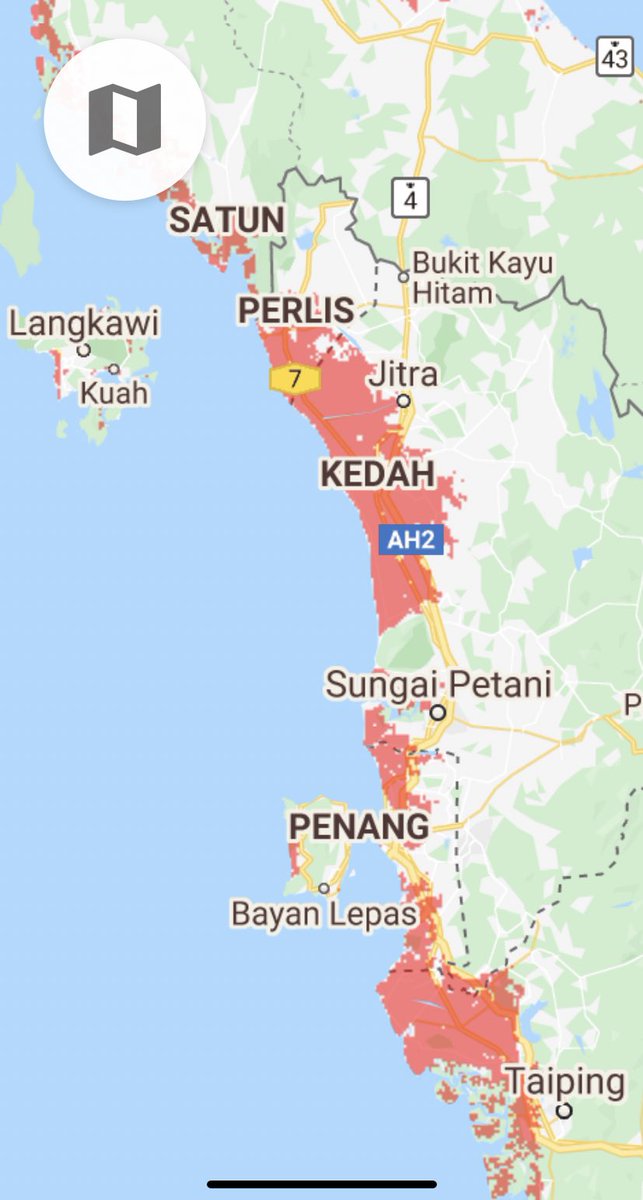 Menurut sesawang ni dianggarkan Perlis akan menjadi semakin kecil dengan populasi 1 atau 2 orang sahaja. Alor Setat bakal berubah menjadi pulau malah Parit Buntaq, Taiping, Klang, Kuala Selangor, Pekan, Muar dan Melaka bakal lenyap! Habislah Syed Saddiq 