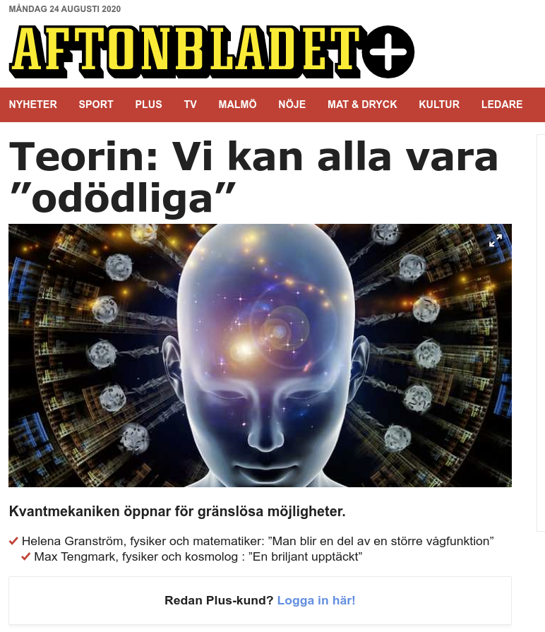 swefaidros's tweet photo. @tegmark Har du blivit en felstavad newageguru? https://t.co/sh692m5Fto