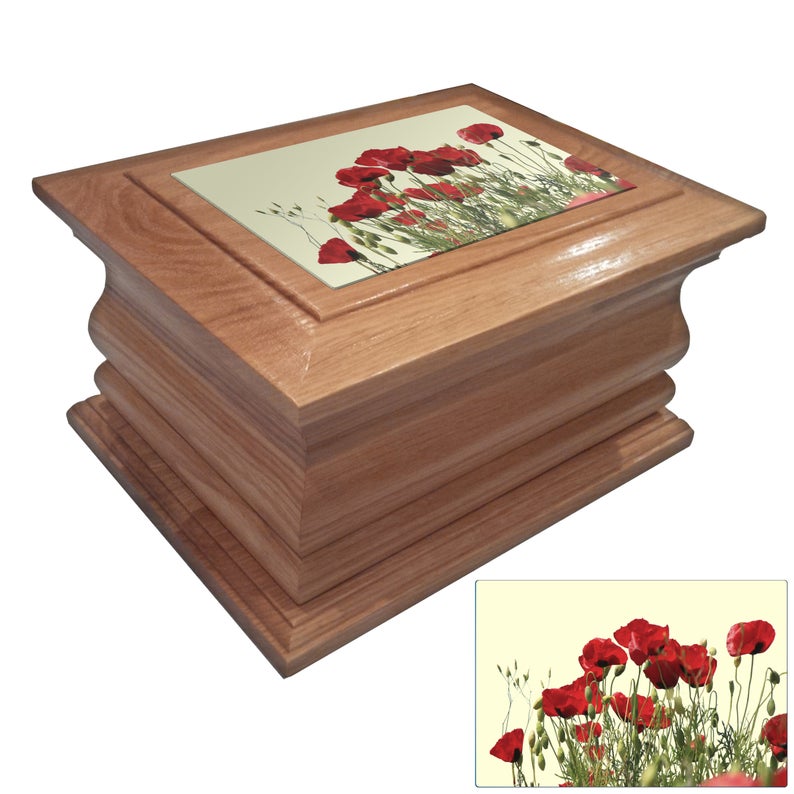 Wooden Cremation urn ashes casket colouful Irish design personalised oak adult 