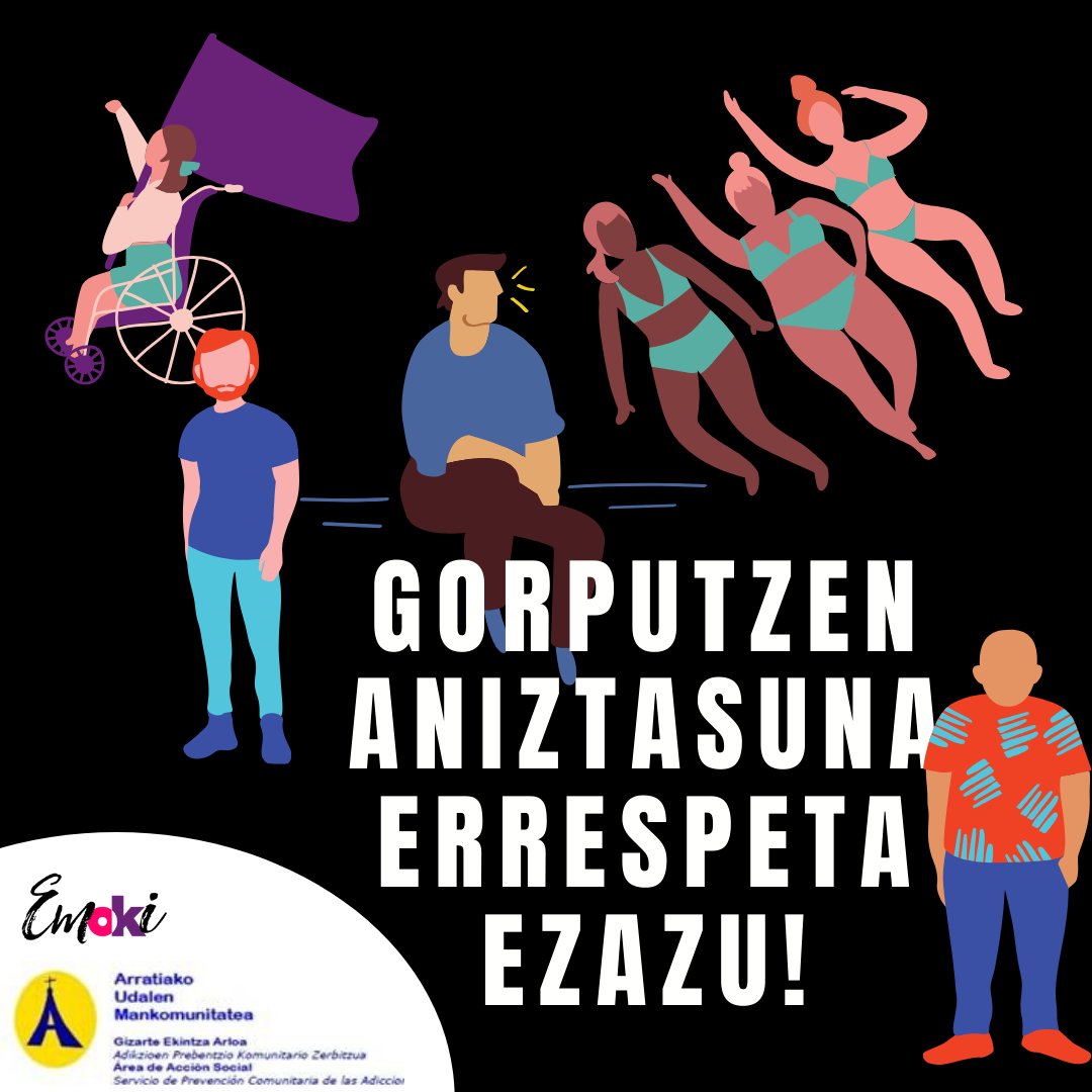 EmokiTaldea's tweet photo. 😊Gorputzen aniztasuna errespeta ezazu! #arratiamankomunitatea #gazteria #emoki https://t.co/Weus1HievO