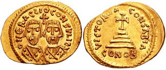 You might think that Heraclius is a usurper, and that’s what usurpers do. But it is a bit more difficult than that…On these coins struck in Carthage between 607/8 and 610, Heraclius Junior and Senior are not portrayed as emperors but as consuls. What’s that supposed to mean?