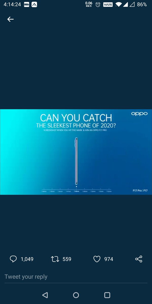 rustamshaikh's tweet photo. @oppomobileindia Caught this sleekest phone #OPPOF17Pro #FlauntItYourWay #TheSleekestPhoneOf2020 https://t.co/AOCmKayWuU