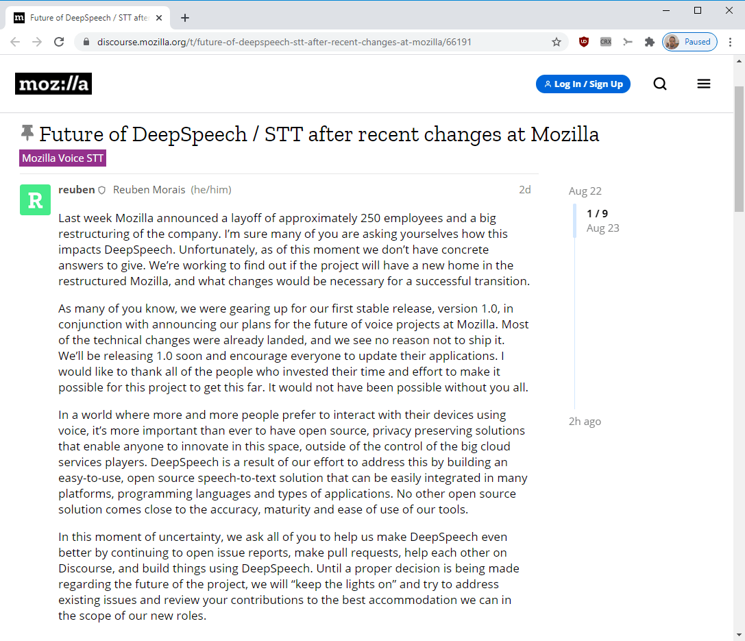 ghacks's tweet photo. The future of Mozilla's Speech to Text project DeepSpeech is uncertain #mozilla #deepspeech #speechtotext

https://t.co/OrMqVtwOmk https://t.co/7FmQ7p6n5D