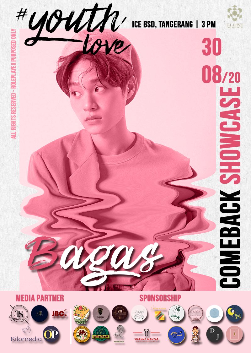BagasMusic's tweet photo. ㅤ

ㅤ    𝐂𝐎𝐌𝐄𝐁𝐀𝐂𝐊 𝐒𝐇𝐎𝐖𝐂𝐀𝐒𝐄
ㅤㅤ          𝑂𝑈𝑅 𝑌𝑂𝑈𝑇𝐻
ㅤ  Let's have a date with Bagas 🎔
                  #YouthLove
     ㅤㅤ     ・‥…━━━

🗓️ Sunday, 30 Agustus 2020
🕒 15.00 WIB
👕 Casual Outfit
📍 ICE BSD City Hall 3A

ㅤ https://t.co/dIRNuSFWqI