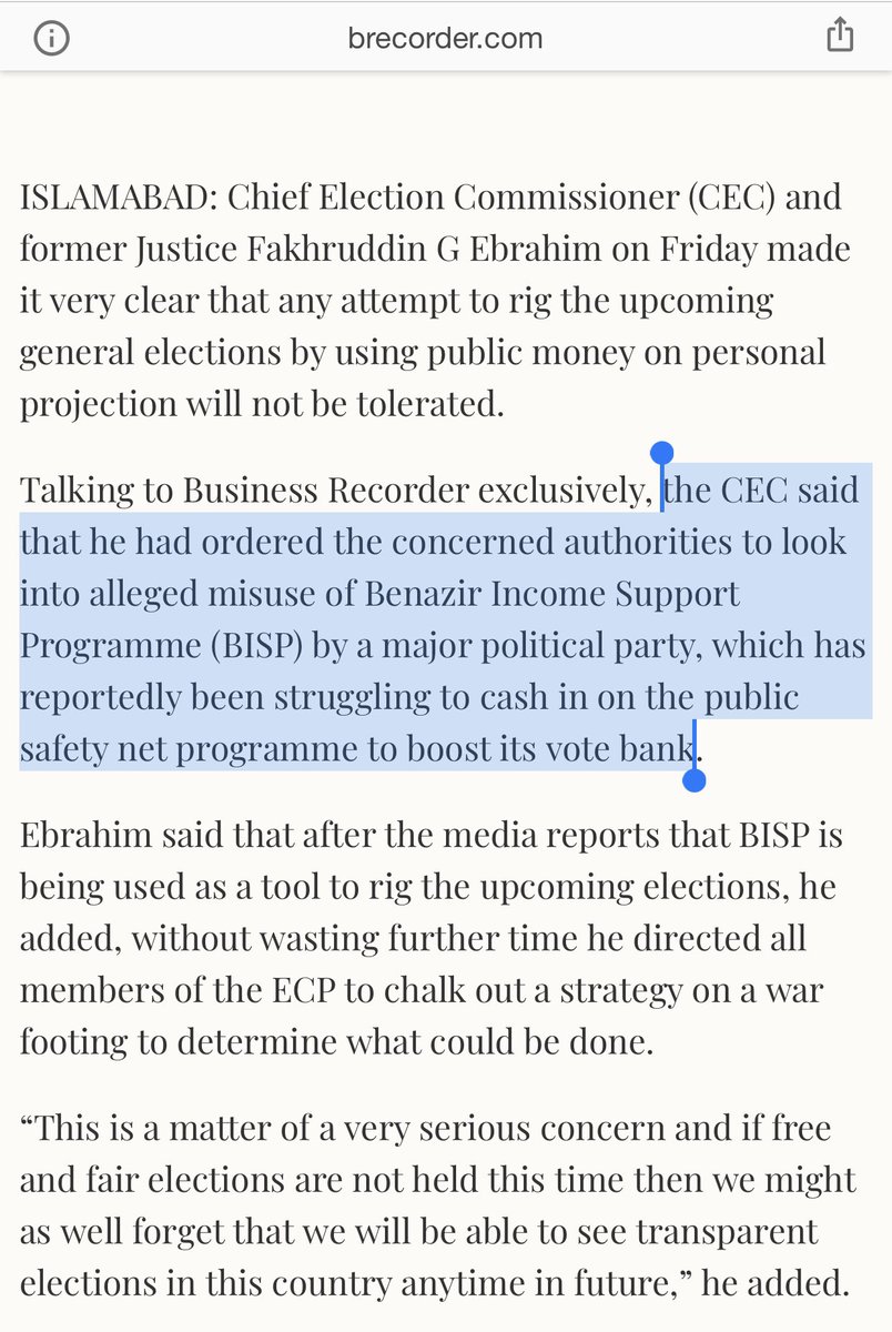 Underneath is just a mere display of how “effectively” BISP was used to enhance vote bank instead of focusing delivering program to the core. It was openly used as a tool to enhance vote bank GE 2013,to which Then Chief Election Commissioner objected & ordered inquiry.