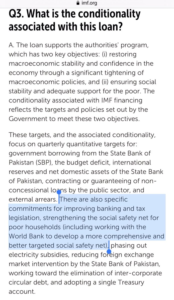 Screenshots attached clearly indicating it was a condition by IMF,contrary to the claims made by PPP Leadership till date,needless to say This Program,if applied apolitically,would’ve worked but the third screenshot by a foreign newspaper perhaps explains why it didn’t.