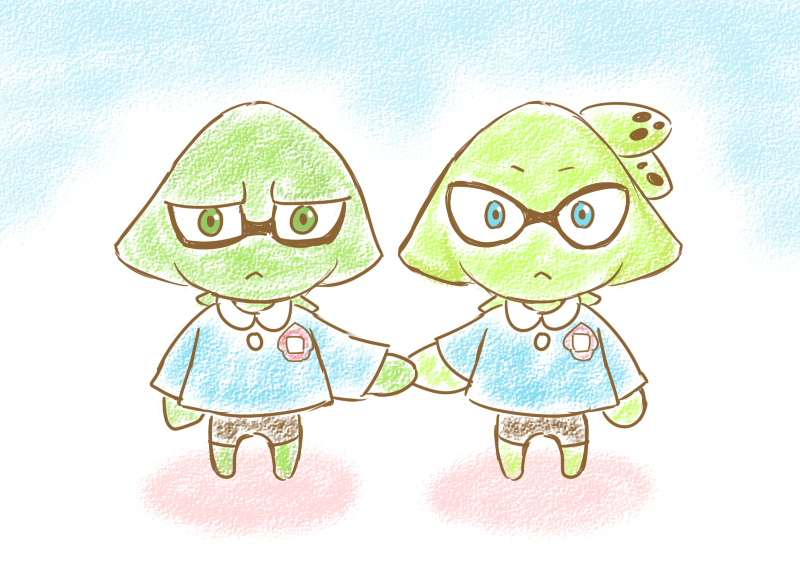 Sattycos's tweet photo. 幼少期のトクサとフラウ(微妙にコ□イカ風)
ちびっこの頃から2人とも目つき悪くて大人びっくりしそう。
#Octaphose https://t.co/x8dJJ3ctDS