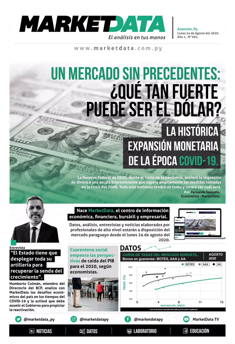 marketdata_py's tweet photo. Hoy nace #MarketData 
Podés ingresar a https://t.co/eNJ4VtNb0W para leer las notas de esta primera entrega.  Periodistas y Economistas especializados forman parte de este equipo que pone a tu disposición #MarketData https://t.co/rKJEDTvzP8