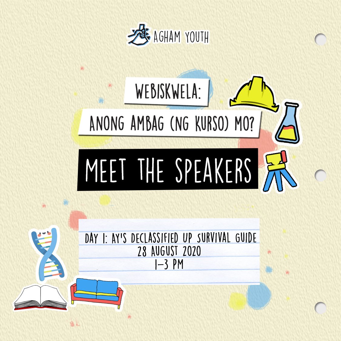 AghamYouth_UPD's tweet photo. 4⃣ na araw nalang, kaya DAPAT nakapagsignup ka na para sa Webiskwela! Kasama ang ating mga natatanging tagapagsalita, tiyak na marami kang matutunan tungkol sa buhay Iskolar ng Bayan! Nasasabik na silang maibahagi ang kanilang kaalaman sa inyo! https://t.co/TFZ6T523Qd